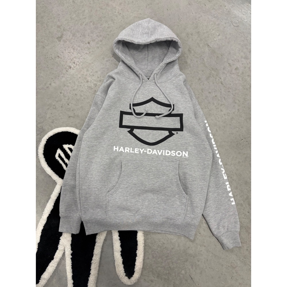 Harley-Davidson Durham Canada Hoodie Gray Bar & Shield Logo Sweatshirt Mens L